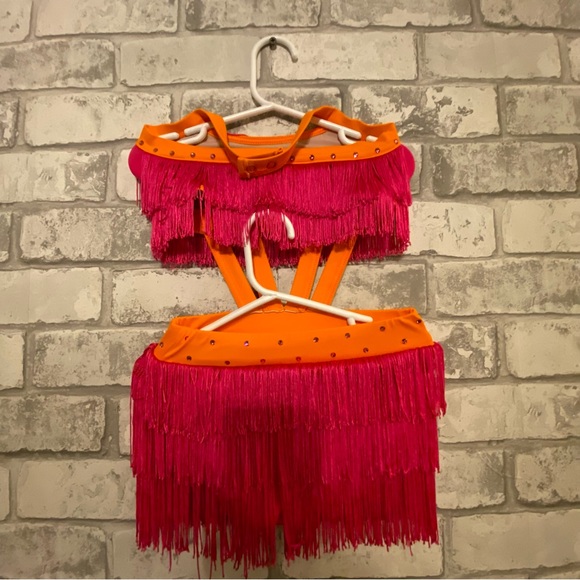 Weissman Girl’s Fringe & Rhinestone Dance Costume Size SC Small Child - Picture 3 of 8